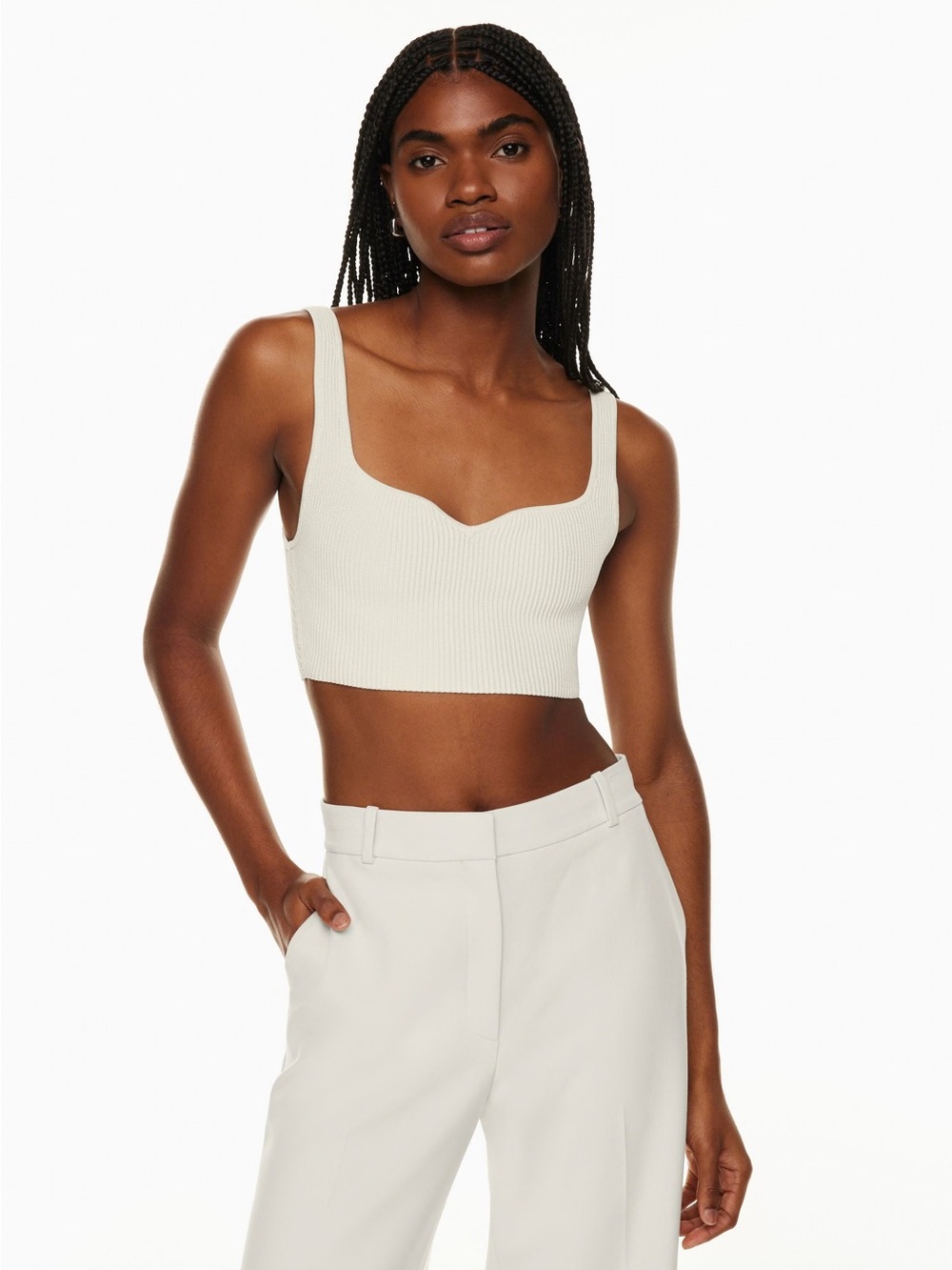 Aritzia Babaton Sculpt Knit V-Notch Cropped Tank
